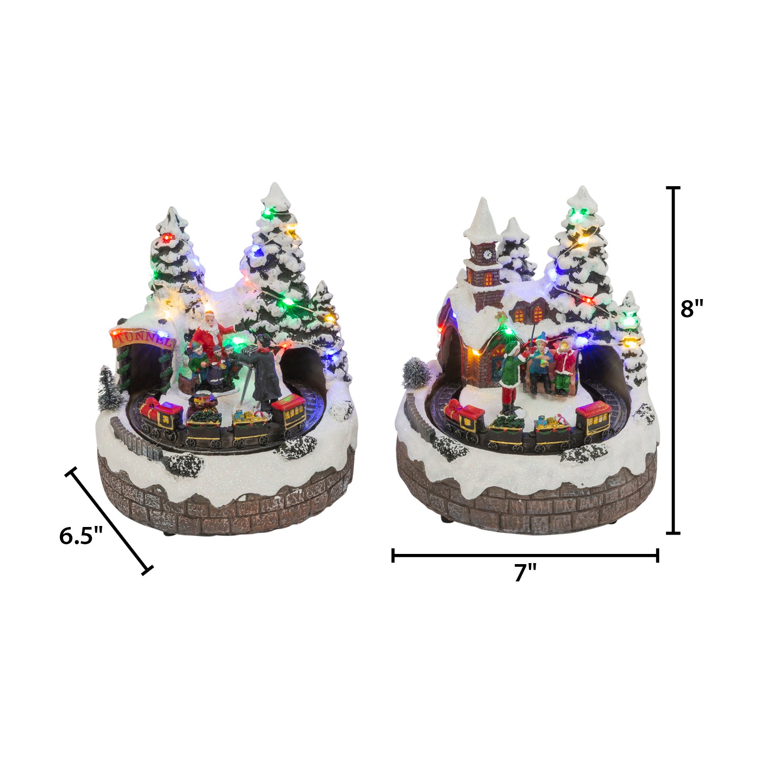 Set of 2 Musical Lighted Christmas Village with Moving Scenes
